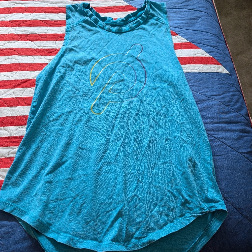 Peloton Turquoise Tank Top with Colorful Logo